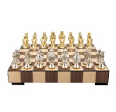 Dal Rossi Italy, Medieval Warriors Metal Chessmen 85mm on a Chess Set with Drawer 14"