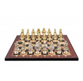 Dal Rossi Italy, Medieval Warriors Metal Chessmen 85mm on a Walnut Shinny Finish, 40cm Chess Board