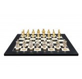 Dal Rossi Italy, Medieval Warriors Metal Chessmen 85mm on a Black / Erable, 40cm Chess Board