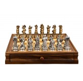 Dal Rossi Italy European Warriors Chessmen 85mm on a Chess Set with Drawer 15"