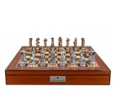 Dal Rossi Italy European Warriors on a Walnut Finish, Chess Box 20” with compartments