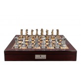 Dal Rossi Italy European Warriors on a Mahogany Finish, Chess Box 20” with compartments