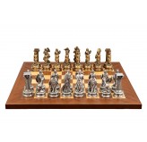 Dal Rossi Italy European Warriors on a Mahogany / Maple, 40cm Chess Board