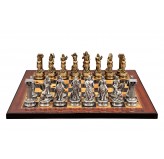 Dal Rossi Italy European Warriors on a Walnut Shiny Finish, 40cm Chess Board