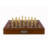 Dal Rossi Italy Chess Set Walnut Shinny Finish 20″ With Compartments, With Queens Gambit Chessmen 90mm 