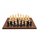 Dal Rossi Italy, Ebony Finish / Boxwood 95mm Wood Double Weighted on a Mahogany / Maple, 40cm Chess Board