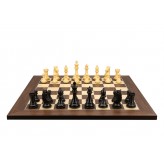 Dal Rossi Italy, Ebony Finish / Boxwood 95mm Wood Double Weighted on a Palisander / Maple, 50cm Chess Board