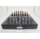 Dal Rossi Italy Mad Max Robot Chess Set on a Carbon Fibre Shiny Finish Chess Box 20” with compartments