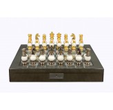 Dal Rossi Italy Chess Set on a 20" Board & Box with White Stone and  Gold , Silver Chessmen