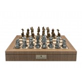 Dal Rossi  Mad Max Robot Chess Pieces Polyresin on a Walnut Inlaid Chess Box with Compartments 20"