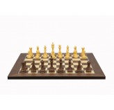 Dal Rossi Italy Chess Set Palisander / Maple Flat Board 50cm, With Queens Gambit Chess Pieces 90mm