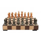 Dal Rossi Hand Paint - Australiana Chessmen on a Chess Set with Drawer 14"