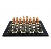 Dal Rossi Hand Paint - Australiana Chessmen on a Black / Erable, 40cm Chess Board