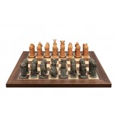 Dal Rossi Hand Paint - Australiana Chessmen on a Walnut Inlaid, 40cm Chess Board