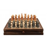 Dal Rossi Hand Paint - Australiana Chessmen on a Chess Set with Drawer 15"
