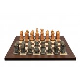 Dal Rossi Hand Paint - Australiana Chessmen on a Palisander / Maple, 40cm Chess Board