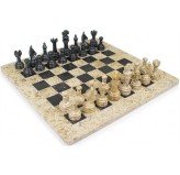 Chess set, Onyx, 16" Fossil / Black
