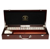 Mahjong, deluxe wooden case with sticks & racks   (52cm)