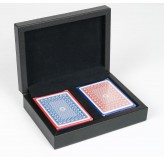 Dal Rossi card box Black PU Leather with 2 packs of Playing cards 