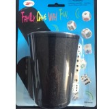 Dice Cup, leather look with 5 dice