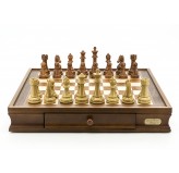 Dal Rossi Italy Walnut Chess Set 20 Brown and Box Wood Grain Finish 110mm Chess Pieces
