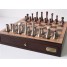 Dal Rossi Italy, Contemporary Chess with drawers 18" (Walnut Finish) with Contemporary Pewter Chess Pieces