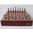 Dal Rossi Italy, Staunton Metal Chess Set with Drawers 18" (Red Mahogany Finish)